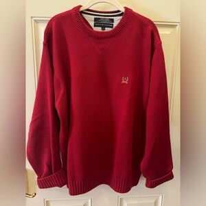 Large Men' Vintage Tommy Hilfiger Knit Sweater Crest Logo Crewneck Pullover Red